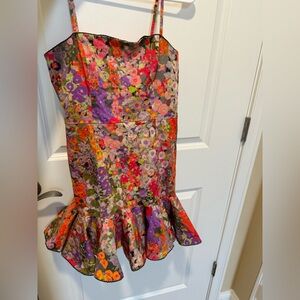 Anthropologie Peach and Green Dress